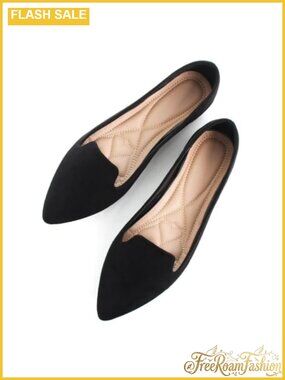 Women's Cute Slip-On Ballet Flats Soft Suede Pointed Toe Shoes